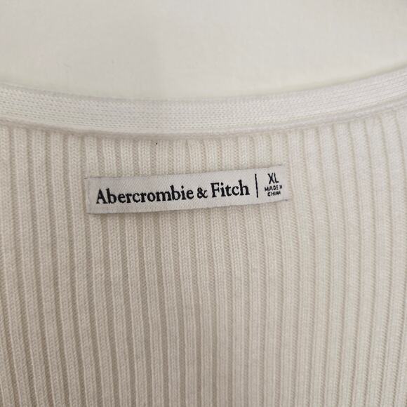 Abercrombie & Fitch V-Neck Sweater Bodysuit XL Cream Ribbed One Piece - Picture 7 of 7
